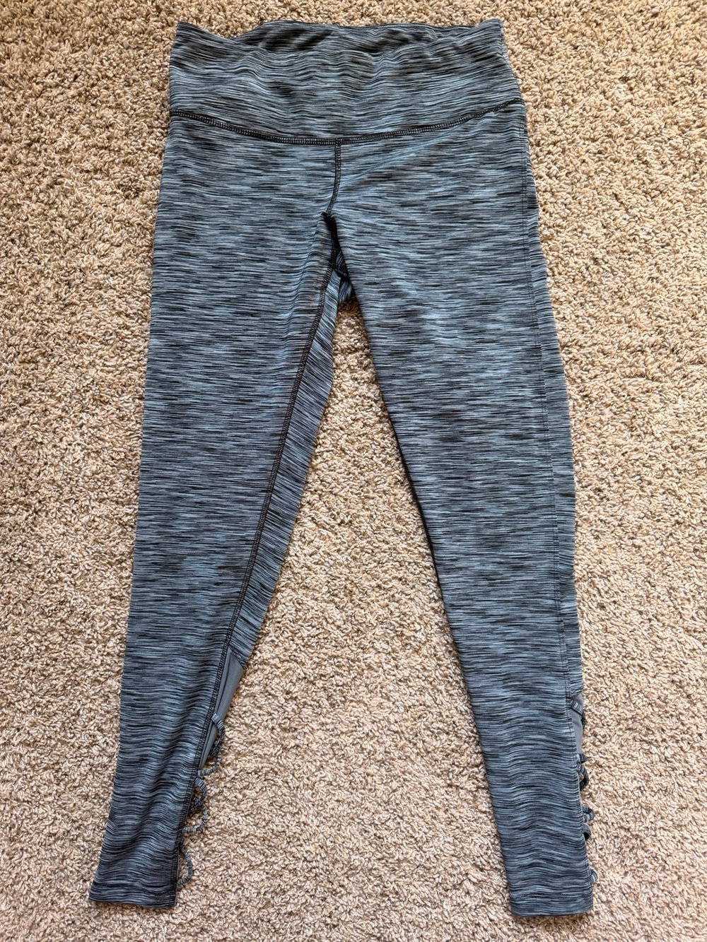 Champion High Rise Leggings Gray Black Marled Crisscross Ankle – M